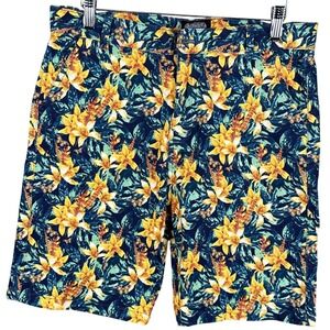 AussieBum Authentic Chino Mens Tropical Floral Butterfly Shorts Yellow Blue